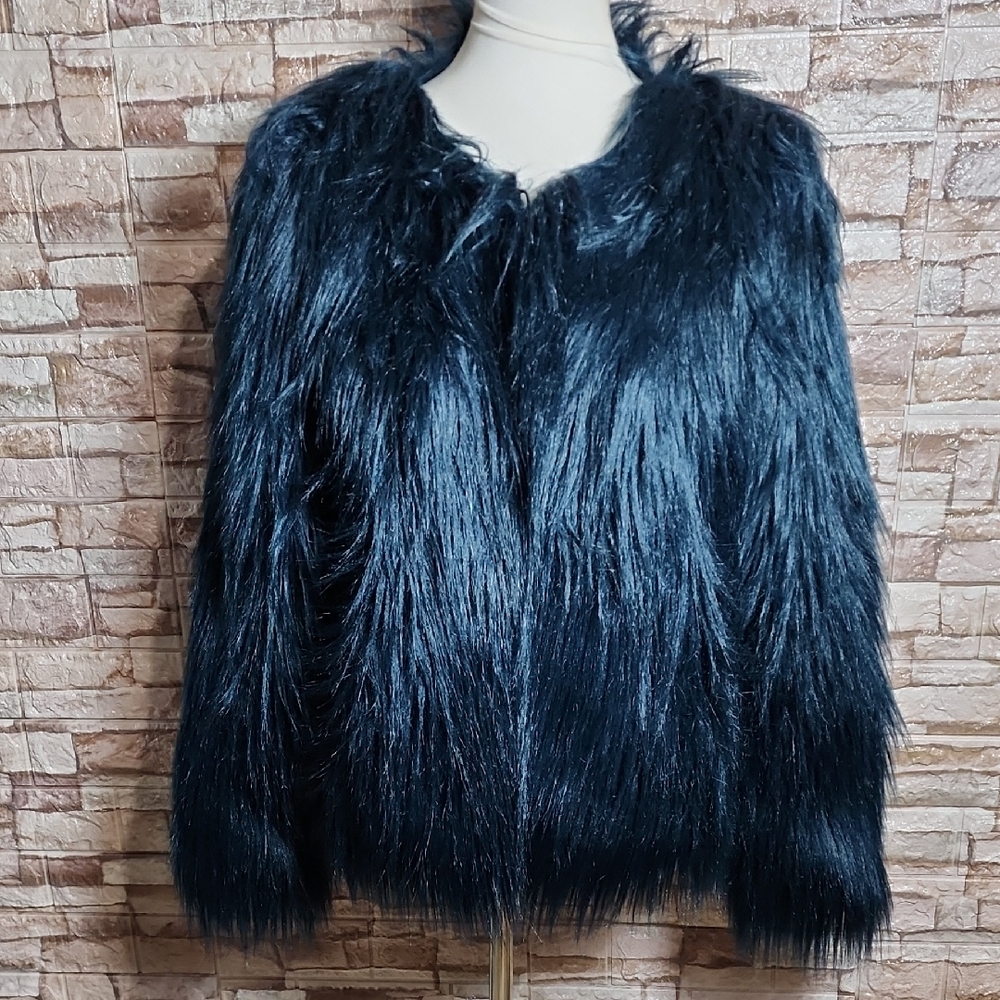 UNREAL FUR  Dark Green Faux Fur Jacket